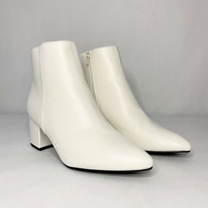 BAMBOO | White Block Heel Bootie